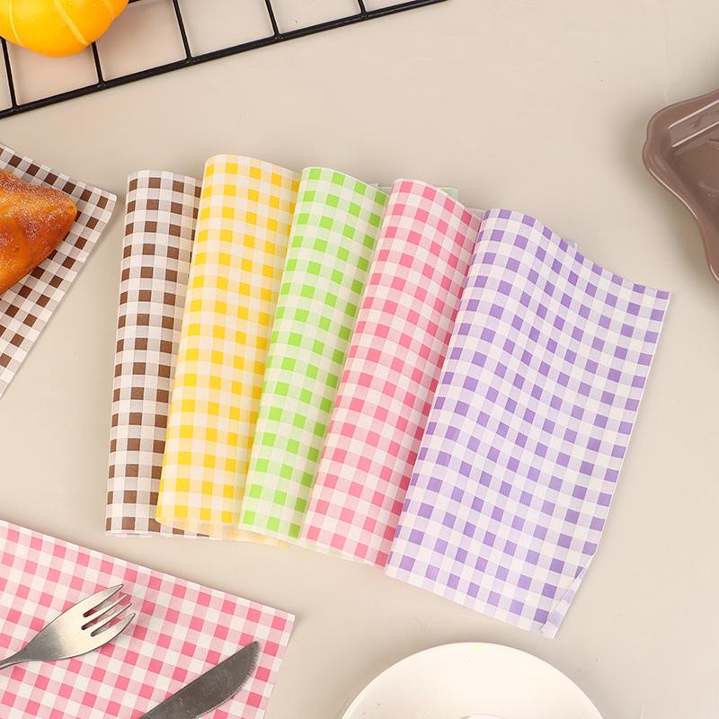 50Pcs Food Waxed Paper Oil-Proof Wax Paper Bread Sandwich Burger Fries Macarons Packaging Kitchen Baking Tool Packaging Decor