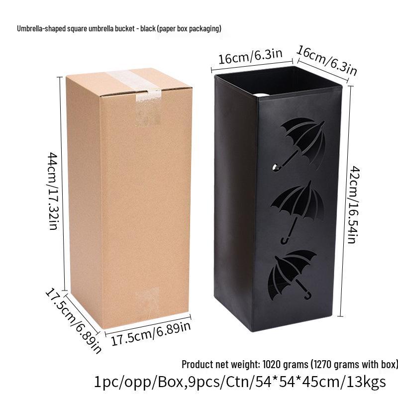 Metal Square Umbrella Stand and Storage Organizer for Newspapers, Dried Flowers, Fishing Gear, and Hiking Poles