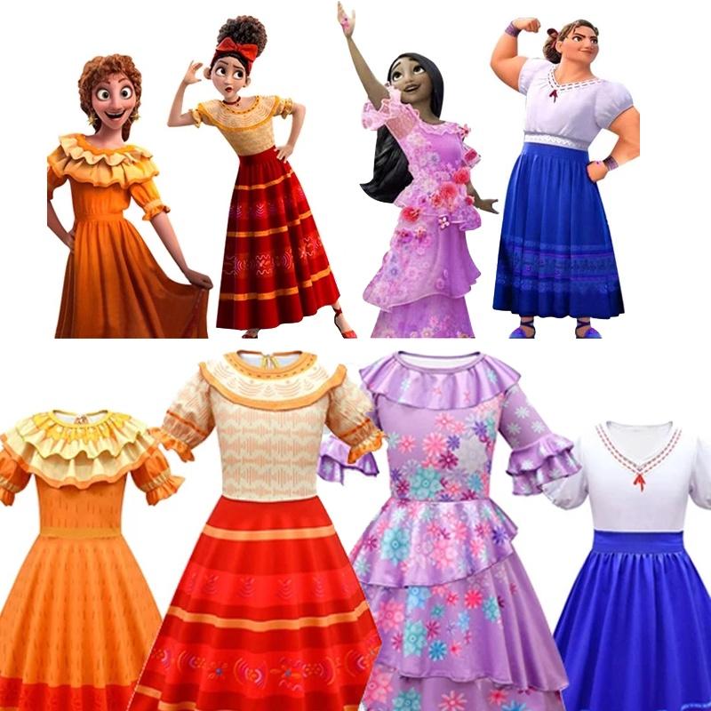 Encanto Mirabel Girls Princess Dress For Costume Parties And Cosplay Floral Detail