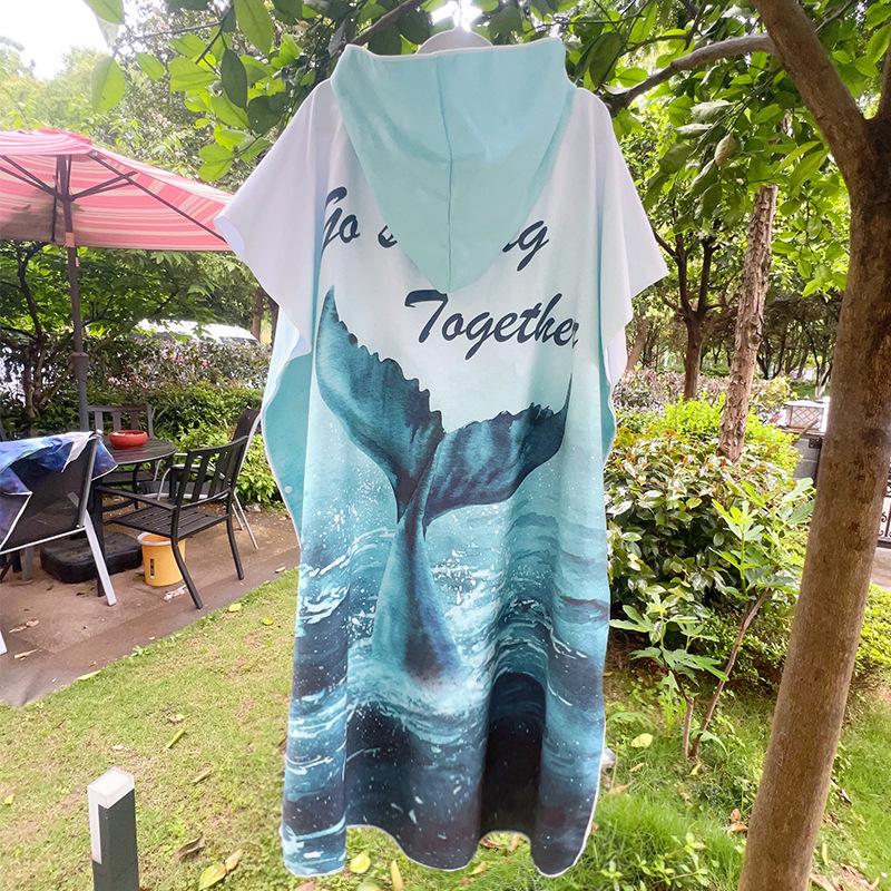 2025 Quick-Dry Hooded Swim Poncho with Zipper - Portable Bathrobe and Beach Towel