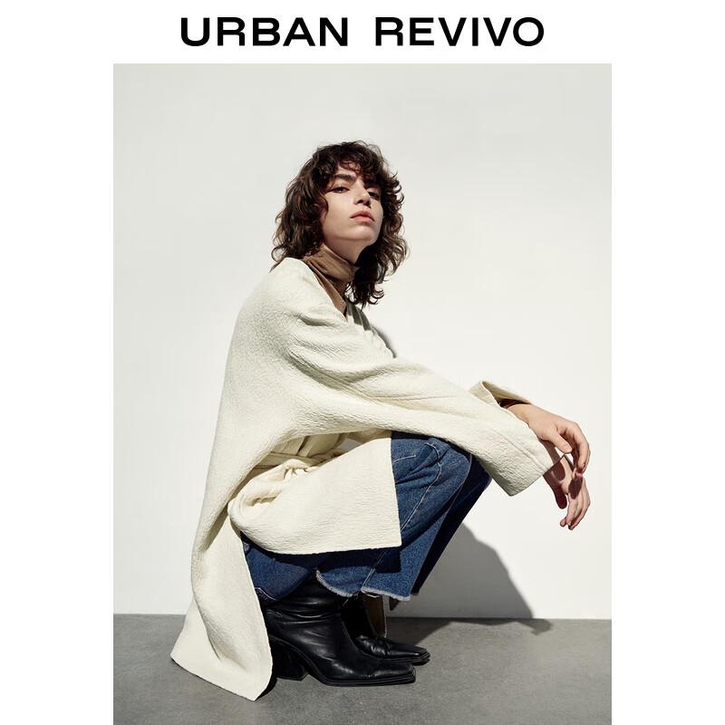 UR Women's 2024 Spring Relaxed V-Neck Waist Tie Loose Coat