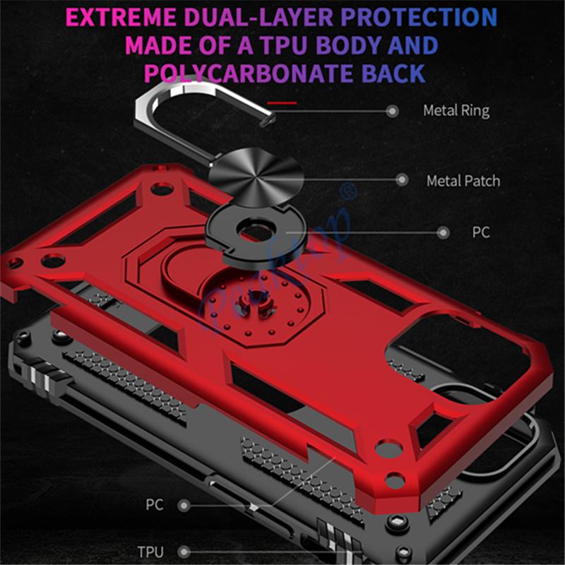 Finger Ring Stand Phone Cover Case for Iphone 13 12 Mini Pro Max 11 Xr XS X 6S 6 7 8 Plus Anti-fingerprint Hard Strong Armor Bag