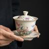 Chinese Ceramic Gaiwan Household Handmade Tea Bowl Teacup Travel Portable Kung Fu Tea Set Brewing Tea Bowl Teaware Accessories