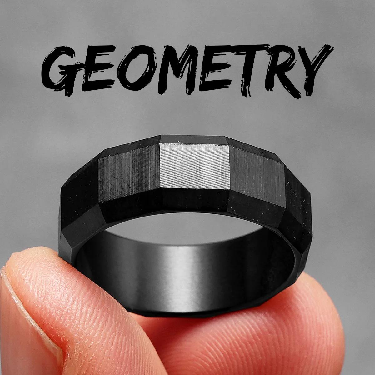 Geometrische Snitten Schroef Heren Ringen Roestvrij Staal Vintage Punk Eenvoudige Luxe Dames Sieraden Mode Accessoires Cadeau 10 black