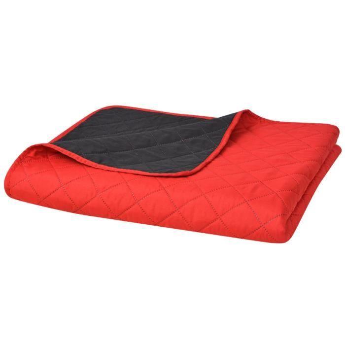 VidaXL Couvre-lit matelassé double-face Rouge et noir 220x240 cm