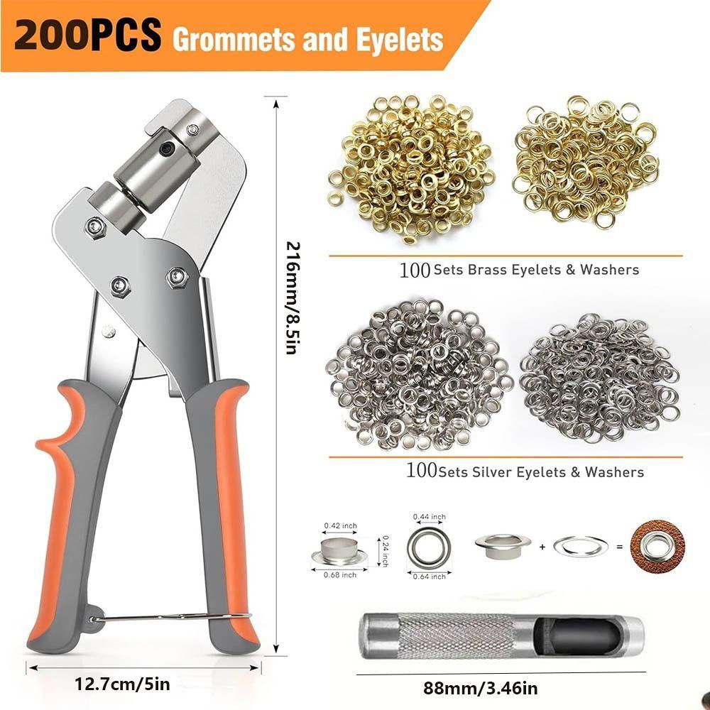 Effortless Eyelet Pliers with Grommets Handheld Hole Punch Pliers Comfortable Handle DIY Eyelet Setter for Tarpaulins Fabrics