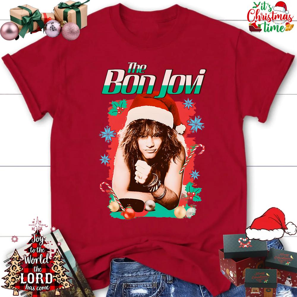 Bon Jovi Ugly Christmas RED T Shirt S-5XL Unisex T-Shirt S