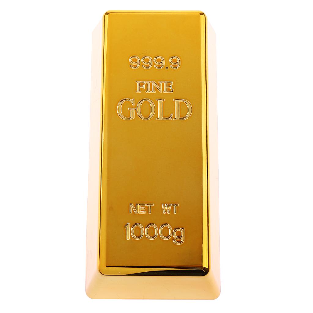 1kg Creative Fake Gold Bar Plastic Golden Paperweight Bullion Bar Simulation New Gold Brick Shape Home Decor for Gifts