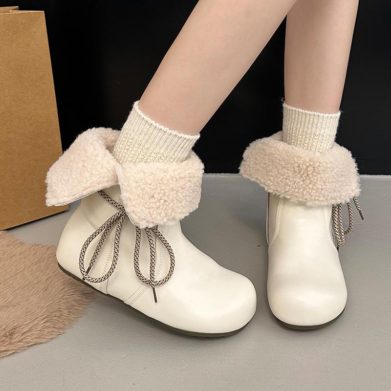Flats Women's Boots Fur Casual Short Plush Cotton Shoes  Fashion Winter Ankle Snow Boots  Dress Sport Warm Mujer Botas