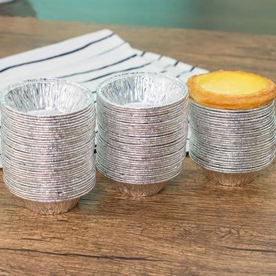 50Pcs Disposable Egg Tart Mold Fadeless Tin Foil Grease-proof Muffin Cake Mold Kitchen Tool