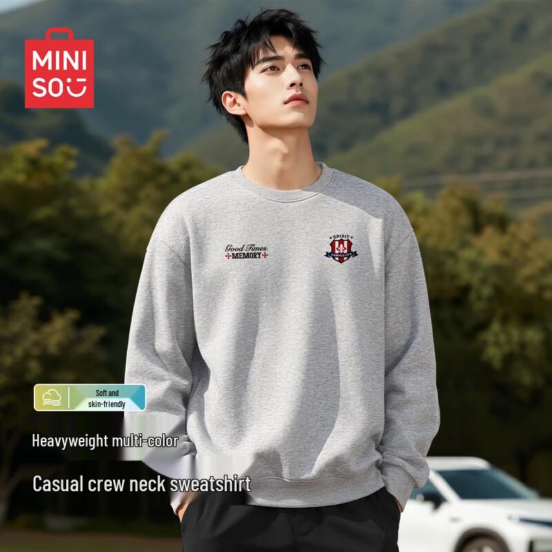 MINISO Men's Casual Crew Neck Pullover Sweatshirt