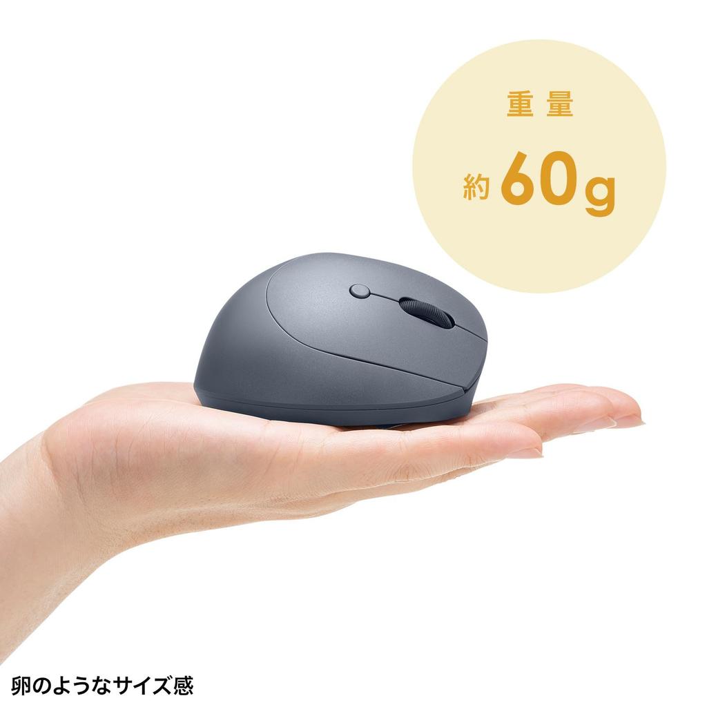 Sanwa Supply Leises Drahtlos-Kombi Kompakte Ergonomische Maus (Wiederaufladbar, 5 Tasten, Schwarz) MA-EWBBS522BK