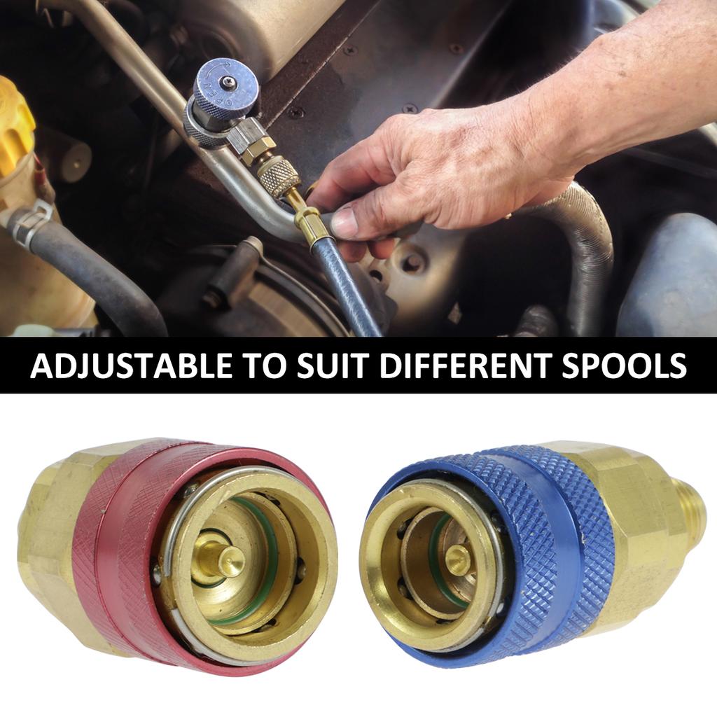2Pcs R134A Low High Side Auto Car Quick Coupler Connector Adapters Air Conditioning Refrigerant Adjustable AC Manifold Gauge