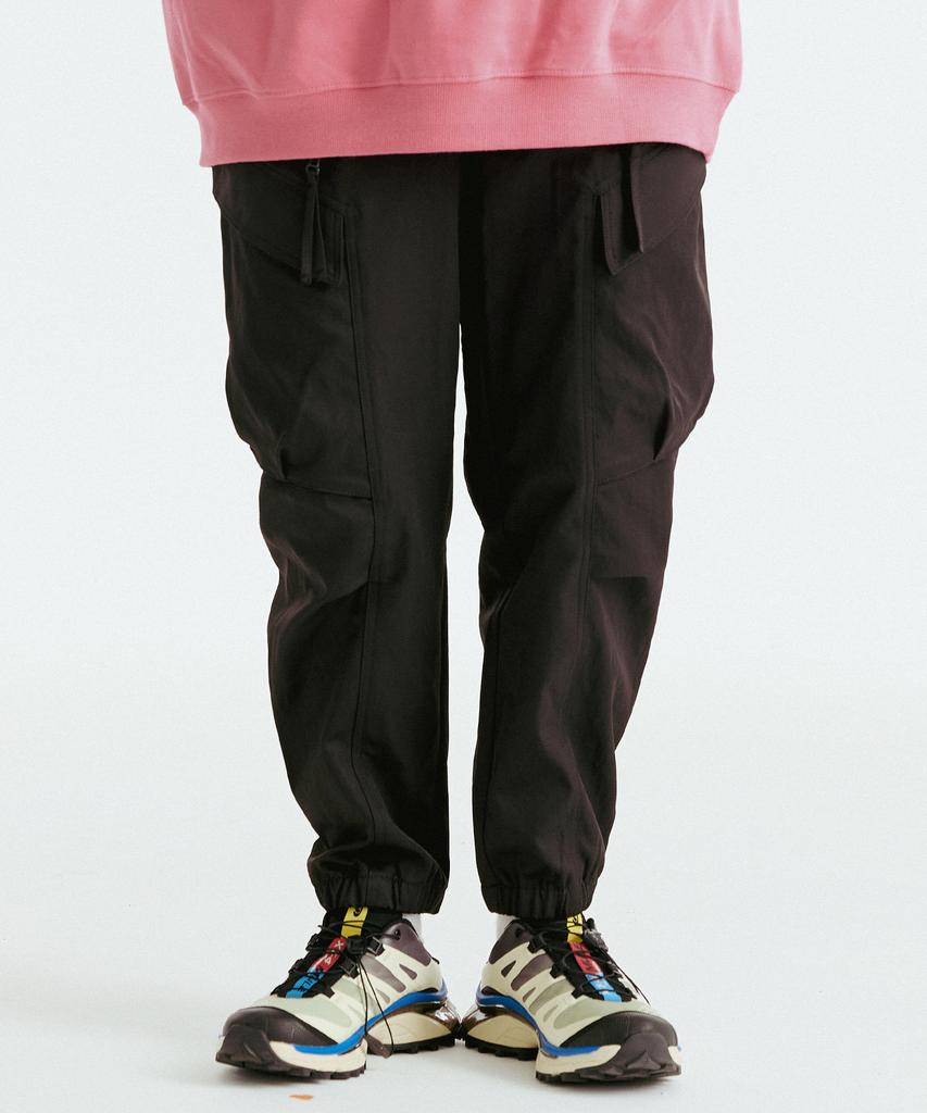 DOUBLE JD Zipper Cargo Jogger Pants (Black)