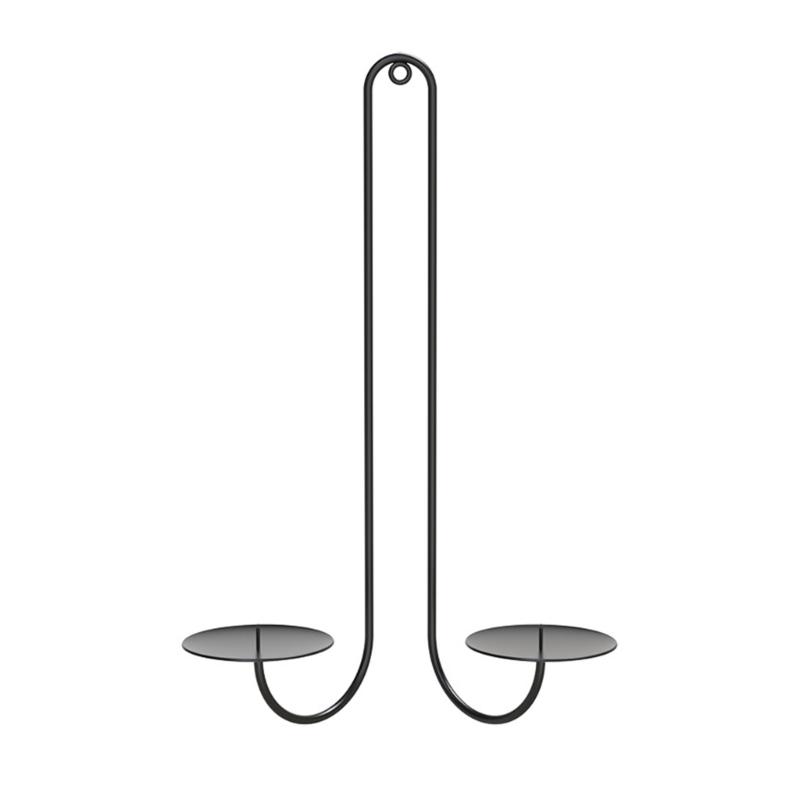 

Vintage Double Armed Iron Candle Holder Wall Mounted Candle Sconce Modern Hanging Decors for Living Room Farmhouses 1