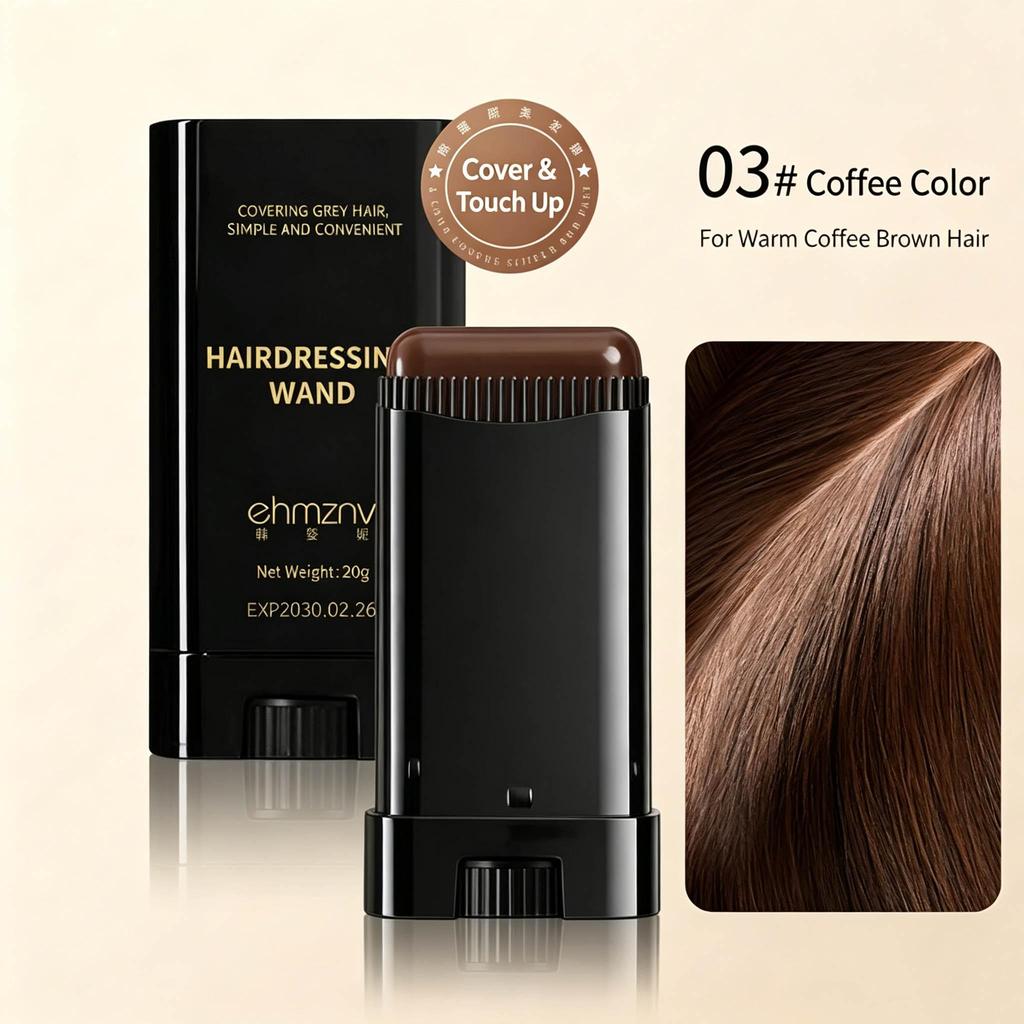 3-In-1 Hair Coloring Stick with Comb Teeth,Temporary Hair Color Corrector,Quick Gray Coverage,Unisex 20g Portable Hair Dye Stick