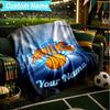 1PC Custom Name Blanket New York Football Flannel Blankets Patterns Throw Blanket All-Season Soft Gift for Couch, Bed, Camping, Birthday Gifts