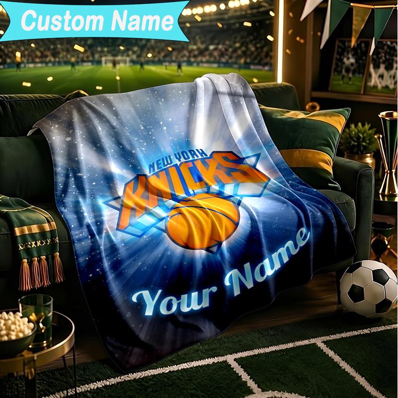 1PC Custom Name Blanket New York Football Flannel Blankets Patterns Throw Blanket All-Season Soft Gift for Couch, Bed, Camping, Birthday Gifts