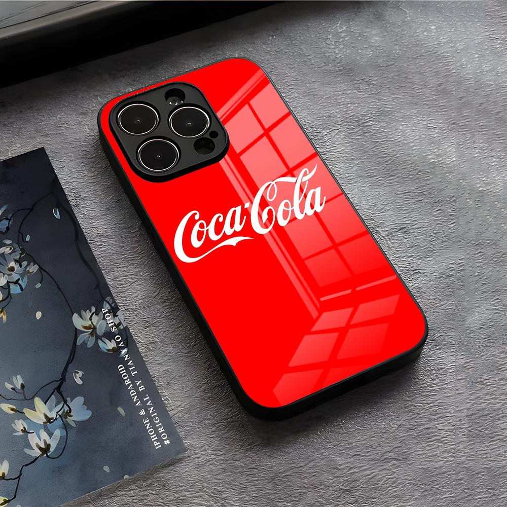 

C-coca And C-Cola Phone Case For IPhone 17 Air 16 E Pro Max 15 14 13 Mini 12 Pro 11 Max Plus Black Glass Cover iPhone 15 Pro