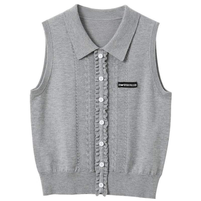 Sancai Damen Kurzer Ärmelloser Polo Strickweste