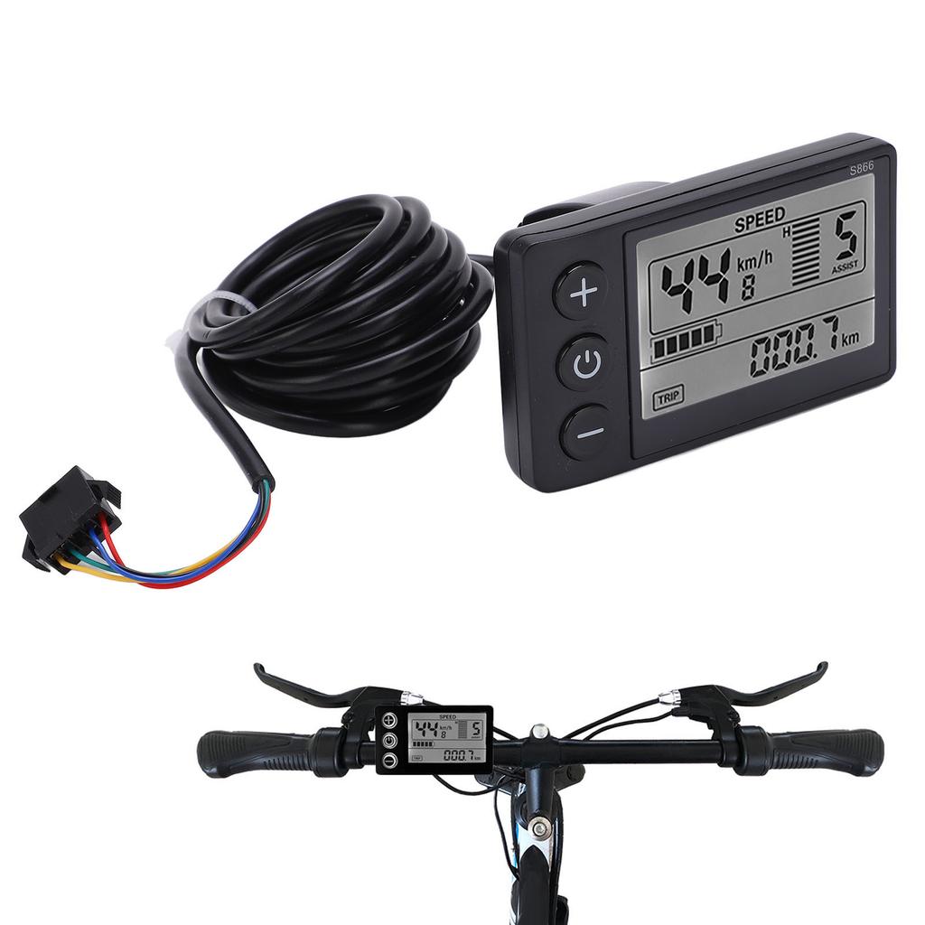 S866 Electric Display LCD Meter 24V 36V 48V Electric Scooter Control Panel with Plug Electric Bike LCD Display Meter Throttles 2