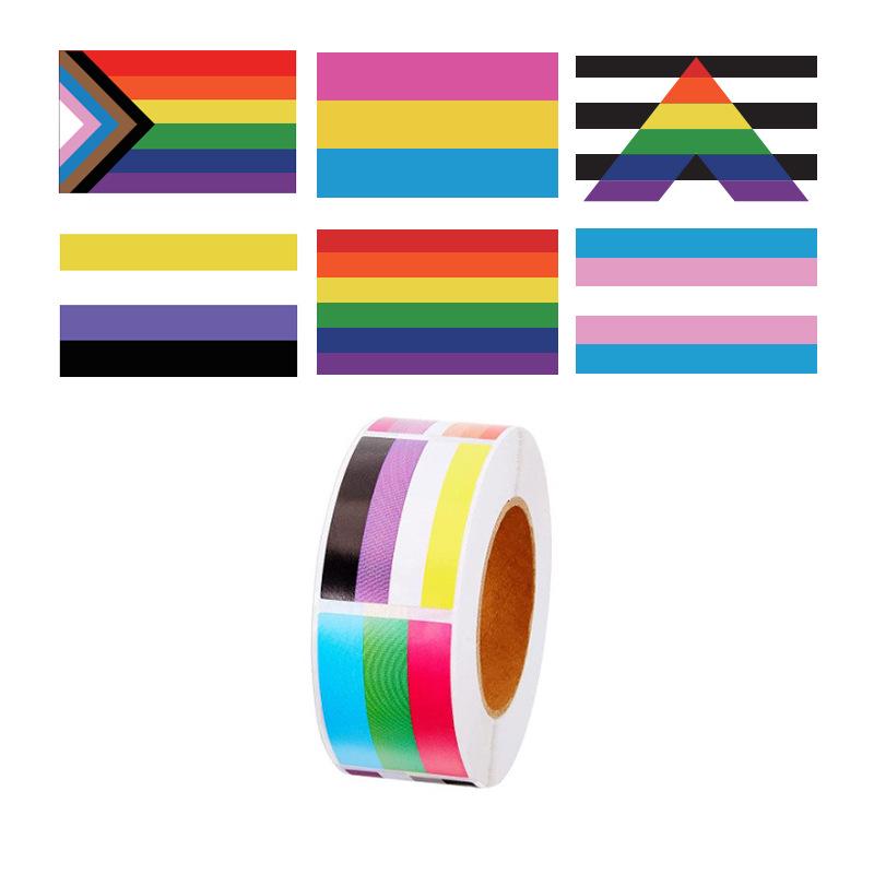 Rechteckiger Regenbogen-Valentinstag-Aufkleber