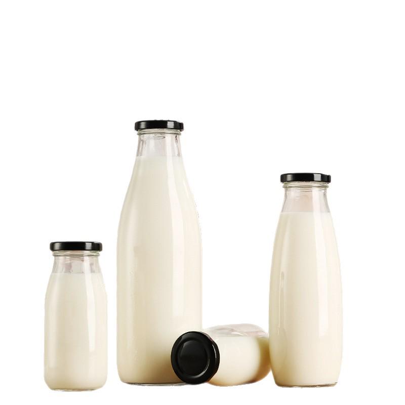 Biberon in Vetro Spesso da 250 ml con Tappo Ermetico per Yogurt e Bevande