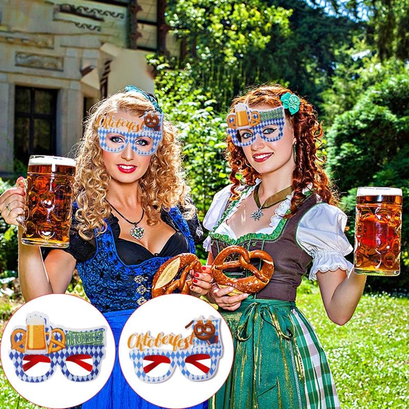 Oktoberfest Party Glasses Paper Glasses Funny Oktoberfest Fancy Dress Photo Booth Props for Kids Adults Bavarian German