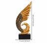 Winged Resin Figurine andDark Finish Freestanding Tabletop Decor with Ebony Base Abstract Stylized