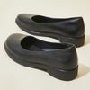 Shoes Black Round Head Low Heel Thick Sole Professional Shallow Mouth Leather Shoes Flat Sole Comfortable Single Shoes