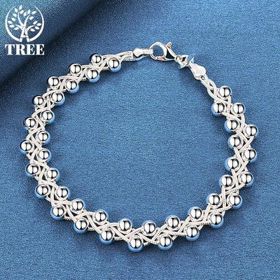925 Sterling Silver Full Grape Beads Chain Bracelet Jewelry