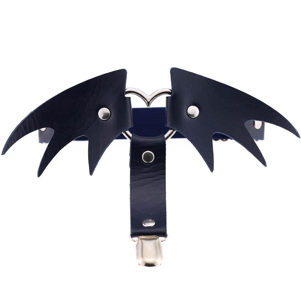 Punk Heart Leather Garter Belt with Wings - Street Style Nightclub Halloween Leg Jewelry Clip
