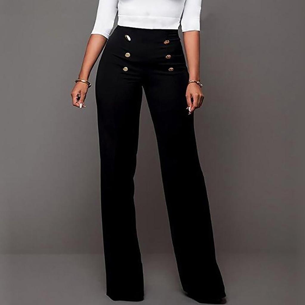 Women Fashion Wide Leg Pants Strech Trousers Ladies Flared Trousers Loose Pants High Waist Slacks Female Solid Color Suit Pants Straight Trousers