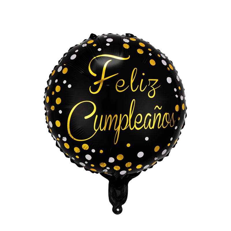 18 Inch Spanish Happy Birthday Round Aluminum Film Balloon Spanish Birthday Party Decoration Balloon