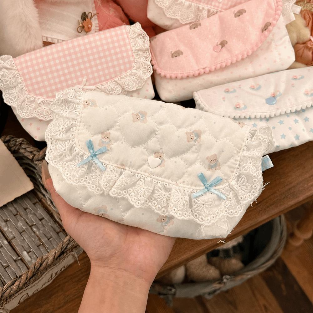 Lace Ruffle Pen Bag Flip Design Stationery Bag Durable Stationery Organizer  Gift