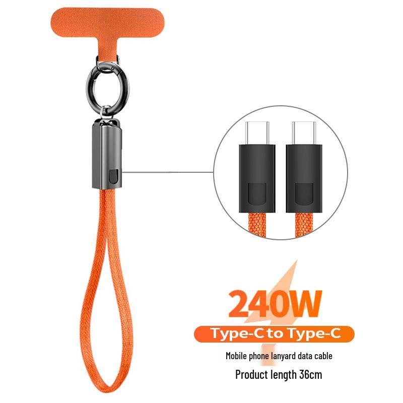 PD240W Keychain Braided Data Cable - 48V 5A Super Fast Charging for Apple & Huawei Devices.