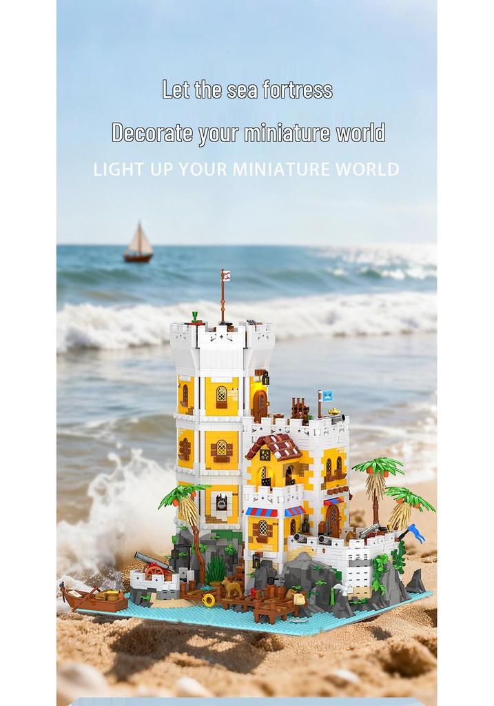 Brick Joy 66095 Sea Fortress Model - Large Building Blocks DIY Educational Toy for Desktop Display
