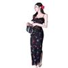 2025 Summer Floral Sling Maxi Dress: Women's Patchwork Mesh, Waist-Cinching, Hip-Hugging Beach Vacation Skirt