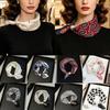 Pearl Buckle Silk Scarf Printed Neckerchief New Neck Scarf  Women