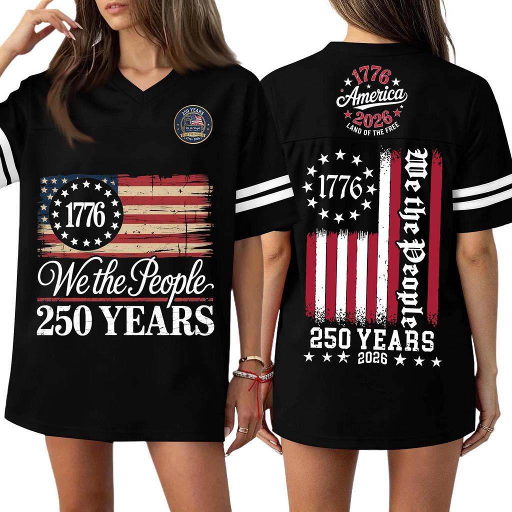 Women's Casual Fashion V-Neck Sports Independence Day Print Short Sleeve Sports T-Shirt Top