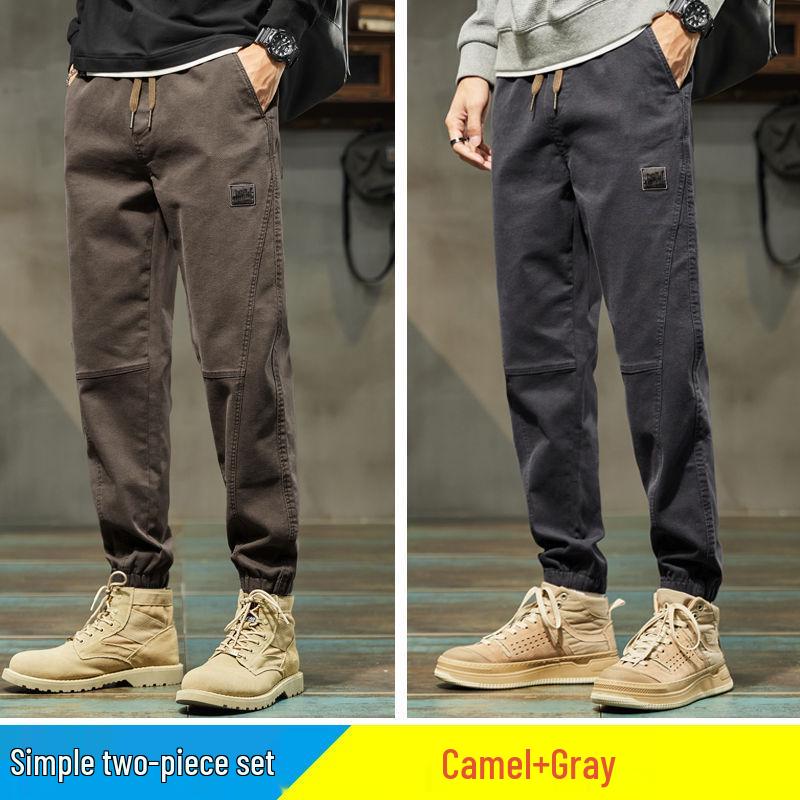 Pánské trendy značkové 2025 podzim/zima plus sametové tepláky - volné, všestranné, sportovní ležérní kalhoty