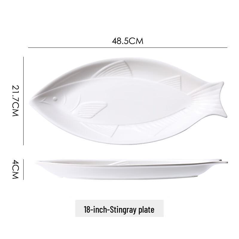 Elegant White Ceramic Oval Fish Plate