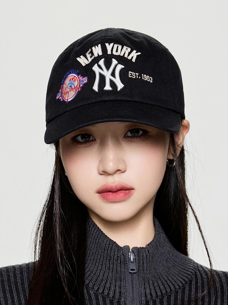 Emelbi Patch Unstructured Ball Cap Ny (Black)