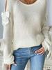 Fashion Autumn New French Style Round Neck Bow Decorated Long Sleeve Loose Knit Set Sweater for Women