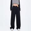 Women's Plus Size High-Waisted Fleece-Lined Black Wide-Leg Jeans - Slimming, Loose-Fit for Pear Shape, Autumn/Winter Wear