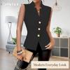 JPNTKY Women's Fashion Casual Solid Color Print Sleeveless V-Neck Blouses & Shirts