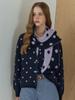 Maxza Polka Dot Pattern Knit Cardigan & Scarf Set