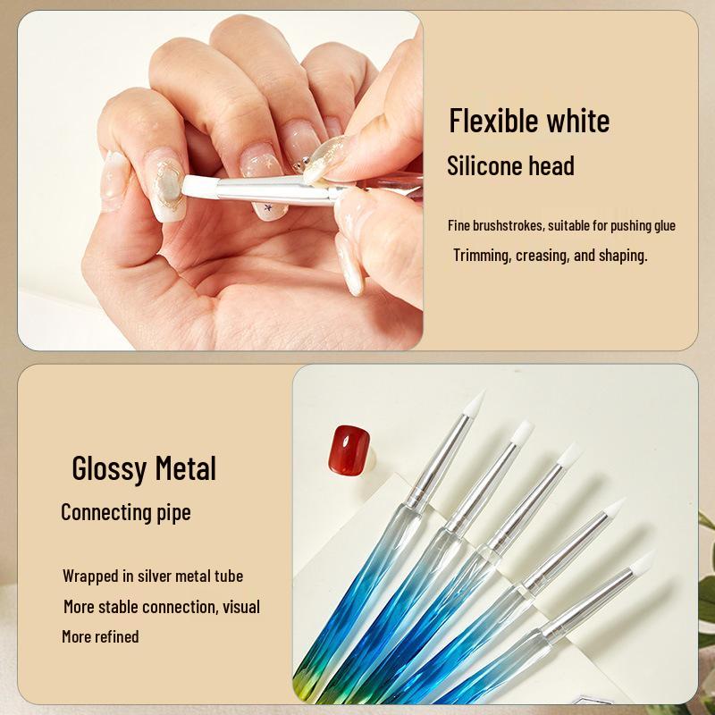Gradient Handle Nail Art Brush Set: Painting & Flower Liner Gel Polish Pens.