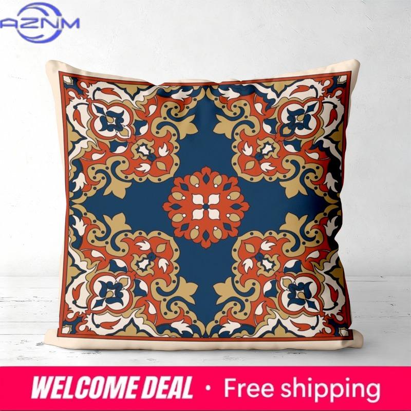 Exquisite Floral Patterned Throw Pillow Cushions Polyester Pillowcase, Sofa Decorative Cushion Cov Headboard Pillow