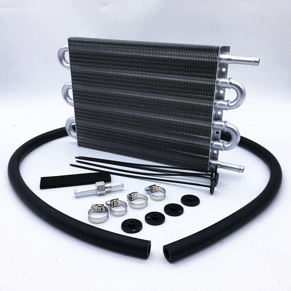 Universal Aluminum Oil Cooler 6 Row 8 Row 10 Row Radiator Converter Kit Remote Transmission Auto Manual Car Motorcycle 6 Row silver